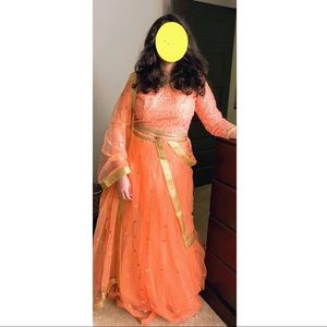 Beautiful peach lehenga Indian wedding prom dress